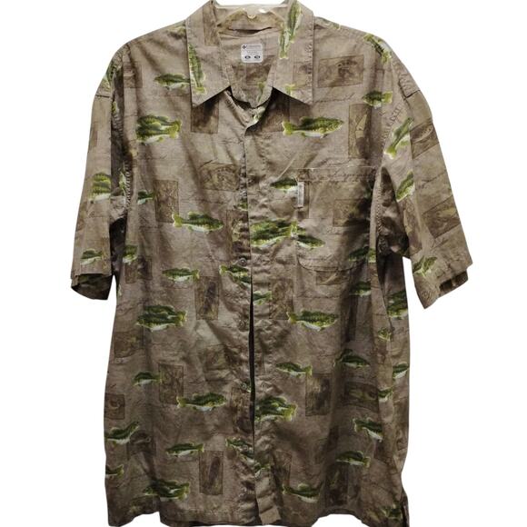 🐟Columbia River Lodge Fishing Shirt 🎣 XL Cotton Angler Print Short Sleeve🚣 - Picture 3 of 15
